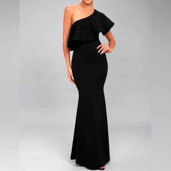 Lulus So Amazed Black One-Shoulder Maxi Dress - Picture 1 of 7